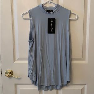 Alison Andrews sky blue swing high neck tank